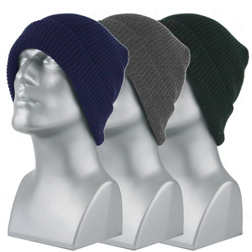 ACRYLIC KNIT CUFF HAT - ASSORTED