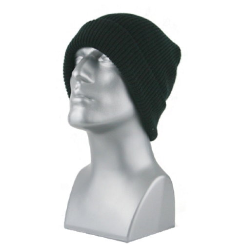 BLACK ACRYLIC KNIT CUFF HAT