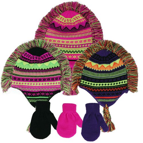 37010 Girls Fluorescent Mowhawk Helmet Glove Set