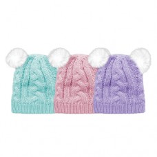 44162   -  DOUBLE FAUX FUR POM CABLE BEANIE