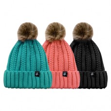 44164   -  CABLE CUFF HAT, FAUX FUR POM