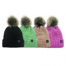 75036 -  CABLE ACRYLIC HAT WITH FAUX FUR POM