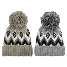 75055 - BOUCLE KNIT CUFF HAT WITH POM