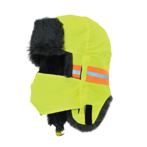 ''MENS HIGH VIS TRAPPER HELMET, REFLECTIVE''