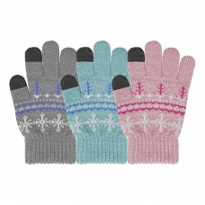 35112 - GIRLS SNOWFLAKE TOUCH SCREEN ACRYLIC GLOVE 