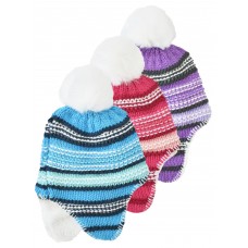 37030 - GIRLS KNIT HELMET WITH POMS