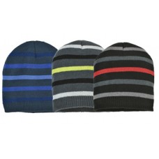 00493   -   FLEECE LINED ACRYLIC STRIPE BEANIE