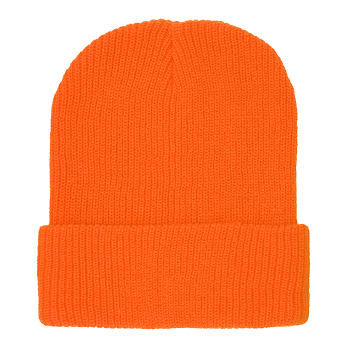 BLAZE ORANGE ACRYLIC KNIT SUPER-STRETCH CUFF HAT