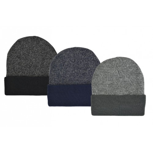 FLEECE LINED ACRYLIC KNIT SUPER-STRETCH CUFF HAT