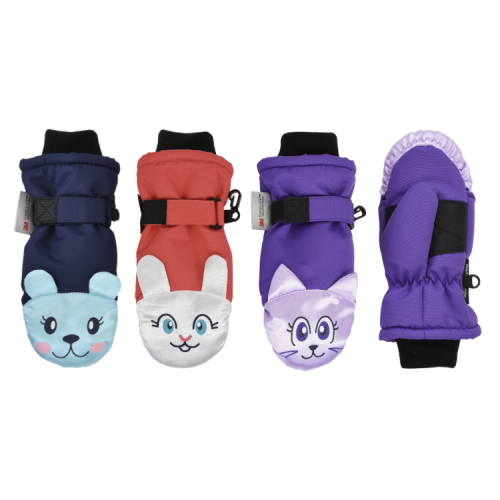 GIRLS SHIMMER FACES SKI MITTEN