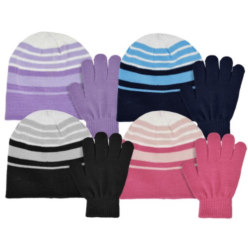 ''GIRLS ACRYLIC KNIT STRIPED SET, SIZE 4-6x''