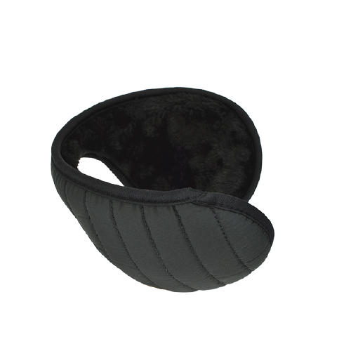 ''MENS QUILTED BACK-WRAP EAR WARMER, BLACK''