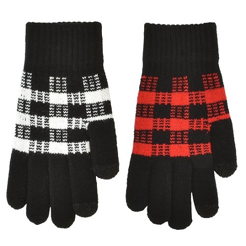 WOMENS PLAID TOUCHSCREEN MAGIC STRETCH GLOVE