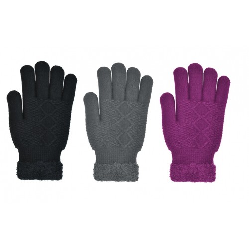 WOMENS PLUSH LINED CABLE KNIT GLOVE