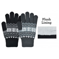 73410 - LADIES SNOWFLAKE ACRYLIC GLOVE WITH COZY YARN LINING