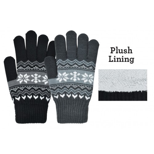 ''WOMENS SNOWFLAKE KNIT GLOVE, PLUSH LINED''