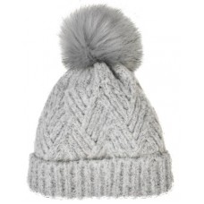 75033 -  CHEVRON KNIT CUFF HAT WITH FAUX FUR POM