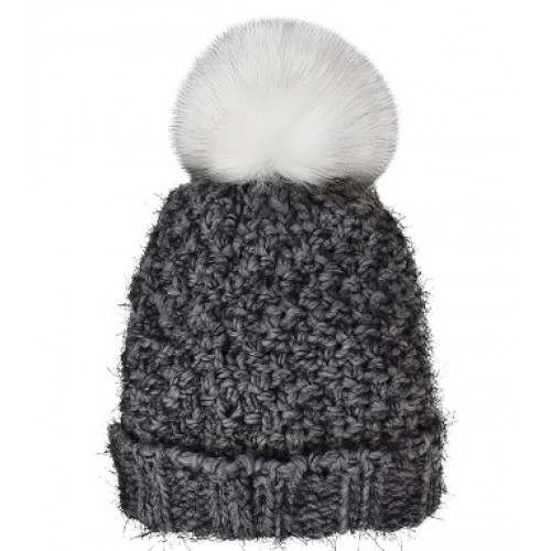 75048 - PLUSH LINED CUFF HAT, FAUX FUR POM