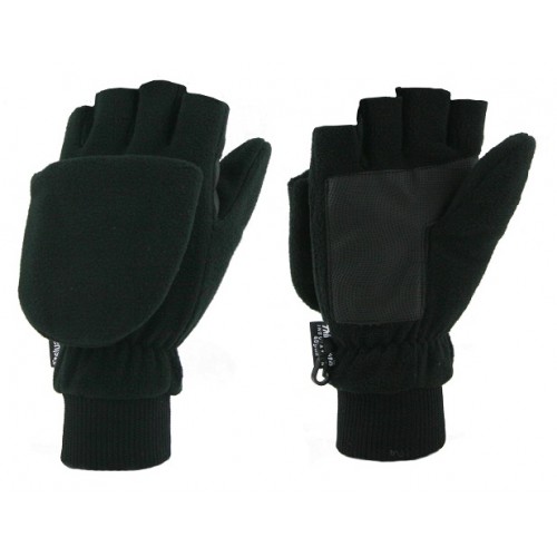 ''MENS MICROFLEECE POP TOP GLOVE-MITTEN, BLACK ONLY''