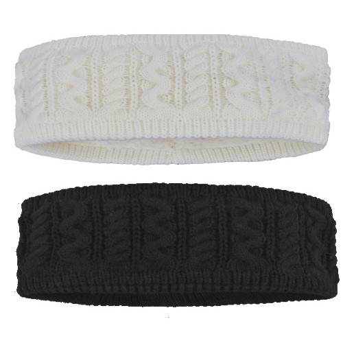 ''WOMENS CABLE HEADBAND , SHERPA FLEECE LINING''